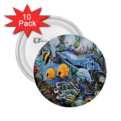 Colorful Aquatic Life Wall Mural 2 25  Buttons (10 Pack)  by Simbadda