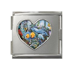 Colorful Aquatic Life Wall Mural Mega Link Heart Italian Charm (18mm) by Simbadda