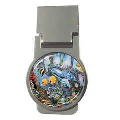 Colorful Aquatic Life Wall Mural Money Clips (round)  by Simbadda