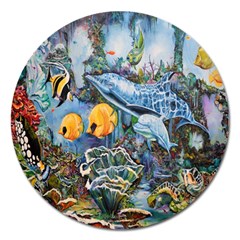 Colorful Aquatic Life Wall Mural Magnet 5  (round) by Simbadda