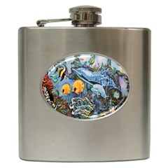 Colorful Aquatic Life Wall Mural Hip Flask (6 Oz) by Simbadda