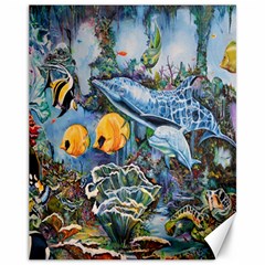 Colorful Aquatic Life Wall Mural Canvas 11  X 14  by Simbadda