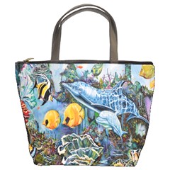 Colorful Aquatic Life Wall Mural Bucket Bag by Simbadda