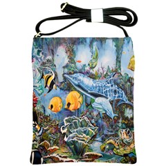 Colorful Aquatic Life Wall Mural Shoulder Sling Bag by Simbadda