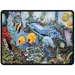 Colorful Aquatic Life Wall Mural Fleece Blanket (large) by Simbadda