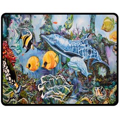 Colorful Aquatic Life Wall Mural Fleece Blanket (medium) by Simbadda