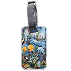 Colorful Aquatic Life Wall Mural Luggage Tag (two Sides) by Simbadda