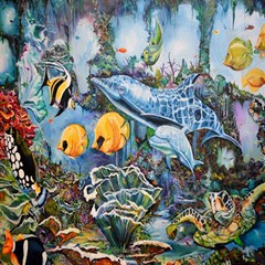 Colorful Aquatic Life Wall Mural Play Mat (rectangle) by Simbadda