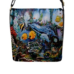 Colorful Aquatic Life Wall Mural Flap Closure Messenger Bag (l) by Simbadda