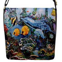 Colorful Aquatic Life Wall Mural Flap Closure Messenger Bag (s) by Simbadda