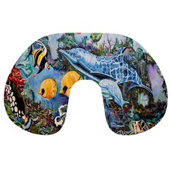 Colorful Aquatic Life Wall Mural Travel Neck Pillow by Simbadda