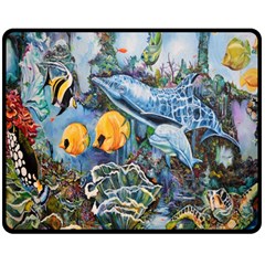 Colorful Aquatic Life Wall Mural Two Sides Fleece Blanket (medium) by Simbadda