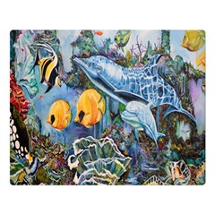 Colorful Aquatic Life Wall Mural Two Sides Premium Plush Fleece Blanket (large) by Simbadda