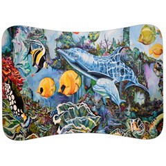 Colorful Aquatic Life Wall Mural Velour Seat Head Rest Cushion by Simbadda