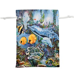 Colorful Aquatic Life Wall Mural Lightweight Drawstring Pouch (xl) by Simbadda