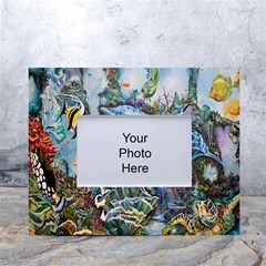 Colorful Aquatic Life Wall Mural White Tabletop Photo Frame 4 x6  by Simbadda