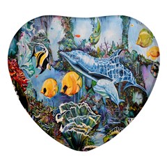 Colorful Aquatic Life Wall Mural Heart Glass Fridge Magnet (4 Pack)