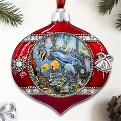 Colorful Aquatic Life Wall Mural Metal Snowflake And Bell Red Ornament by Simbadda