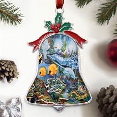 Colorful Aquatic Life Wall Mural Metal Holly Leaf Bell Ornament