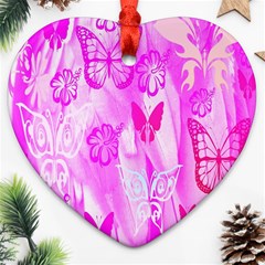 Butterfly Cut Out Pattern Colorful Colors Heart Ornament (two Sides) by Simbadda