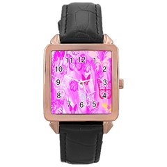 Butterfly Cut Out Pattern Colorful Colors Rose Gold Leather Watch  by Simbadda