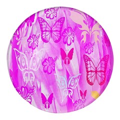 Butterfly Cut Out Pattern Colorful Colors Round Glass Fridge Magnet (4 Pack)