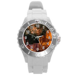 Geology Sand Stone Canyon Round Plastic Sport Watch (l) by Simbadda