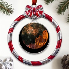 Geology Sand Stone Canyon Metal Red Ribbon Round Ornament