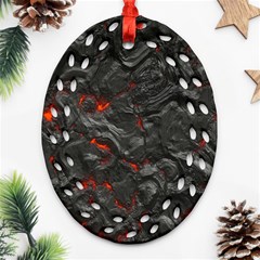 Volcanic Lava Background Effect Oval Filigree Ornament (two Sides) by Simbadda