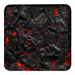 Volcanic Lava Background Effect Square Glass Fridge Magnet (4 Pack) by Simbadda