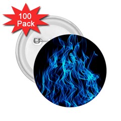 Digitally Created Blue Flames Of Fire 2 25  Buttons (100 Pack)  by Simbadda