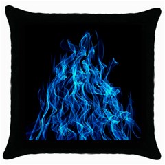 Digitally Created Blue Flames Of Fire Throw Pillow Case (black) by Simbadda