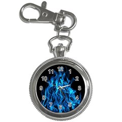 Digitally Created Blue Flames Of Fire Key Chain Watches by Simbadda