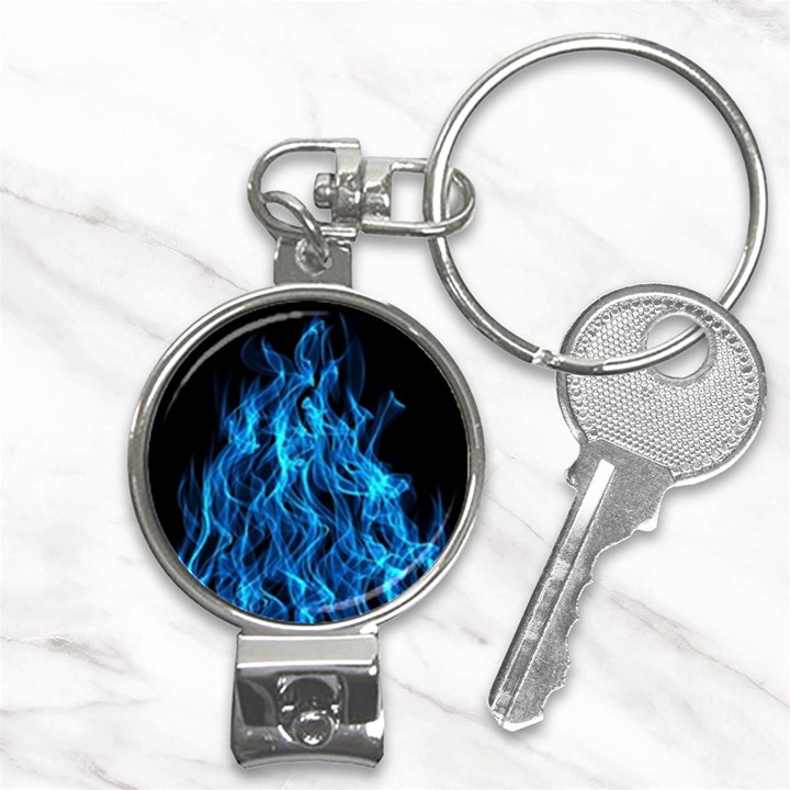 Digitally Created Blue Flames Of Fire Nail Clippers Key Chain