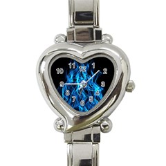 Digitally Created Blue Flames Of Fire Heart Italian Charm Watch by Simbadda