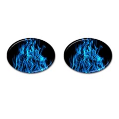 Digitally Created Blue Flames Of Fire Cufflinks (oval) by Simbadda