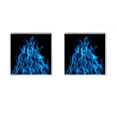 Digitally Created Blue Flames Of Fire Cufflinks (square) by Simbadda