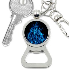 Digitally Created Blue Flames Of Fire Bottle Opener Key Chain by Simbadda