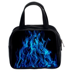 Digitally Created Blue Flames Of Fire Classic Handbag (two Sides) by Simbadda