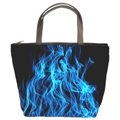 Digitally Created Blue Flames Of Fire Bucket Bag by Simbadda