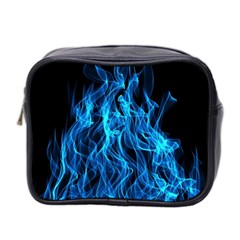 Digitally Created Blue Flames Of Fire Mini Toiletries Bag (two Sides) by Simbadda