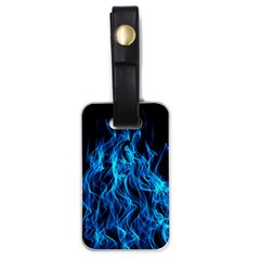 Digitally Created Blue Flames Of Fire Luggage Tag (one Side) by Simbadda