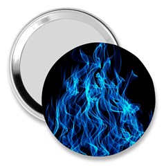 Digitally Created Blue Flames Of Fire 3  Handbag Mirrors by Simbadda