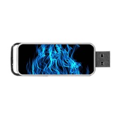 Digitally Created Blue Flames Of Fire Portable Usb Flash (one Side) by Simbadda