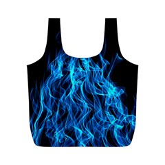 Digitally Created Blue Flames Of Fire Full Print Recycle Bag (m) by Simbadda