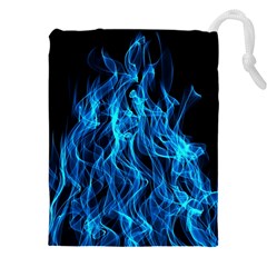 Digitally Created Blue Flames Of Fire Drawstring Pouch (4xl) by Simbadda