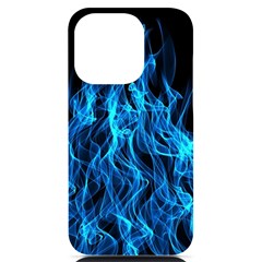 Digitally Created Blue Flames Of Fire Iphone 14 Pro Black Uv Print Case