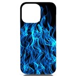 Digitally Created Blue Flames Of Fire iPhone 14 Pro Max Black UV Print Case Front