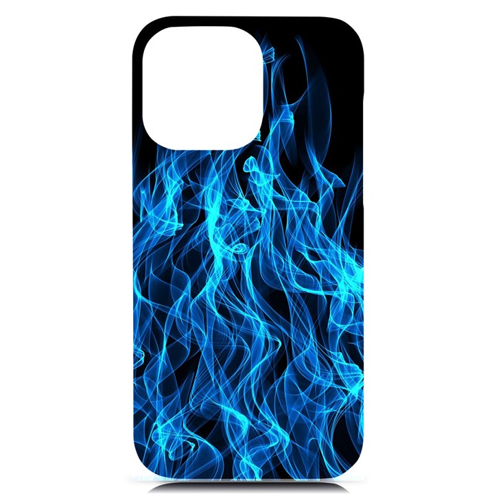 Digitally Created Blue Flames Of Fire iPhone 14 Pro Max Black UV Print Case