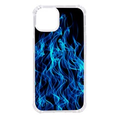 Digitally Created Blue Flames Of Fire Iphone 14 Tpu Uv Print Case